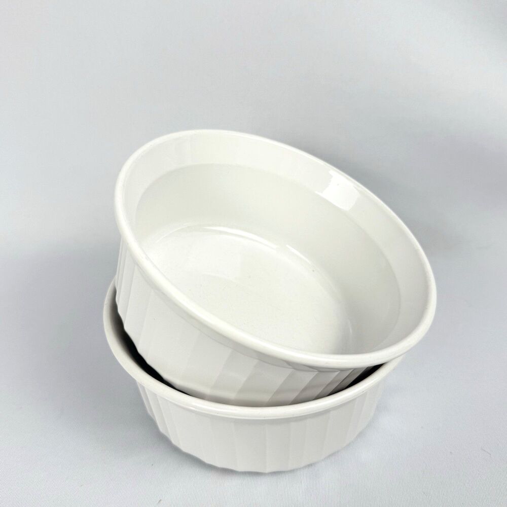 Vintage CorningWare F-16-B French White Pyroceram 500mL Bowls Set of 2 USA